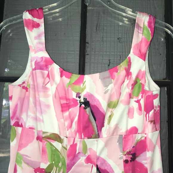 New Directions dress, pink floral watercolor look, full skirt portion, pockets! - Picture 2 of 9